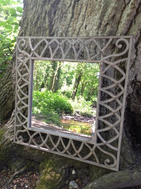 Round Garden Mirror With Metal Filigree Surround Garden Mirrors Pertaining To Metal Garden Mirrors (Photo 3 of 30)