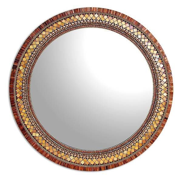 Round Golden Bronzeangie Heinrich (mosaic Mirror) | Artful Home Pertaining To Bronze Mosaic Mirrors (Photo 16 of 30)