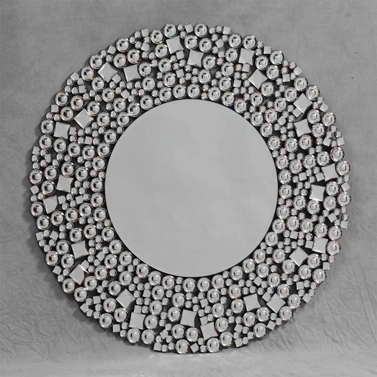 Round Jewel Mosaic Mirror 89 X 89cm Round Jewel Mosaic Mirror Intended For Black Mosaic Mirrors (Photo 4 of 30)