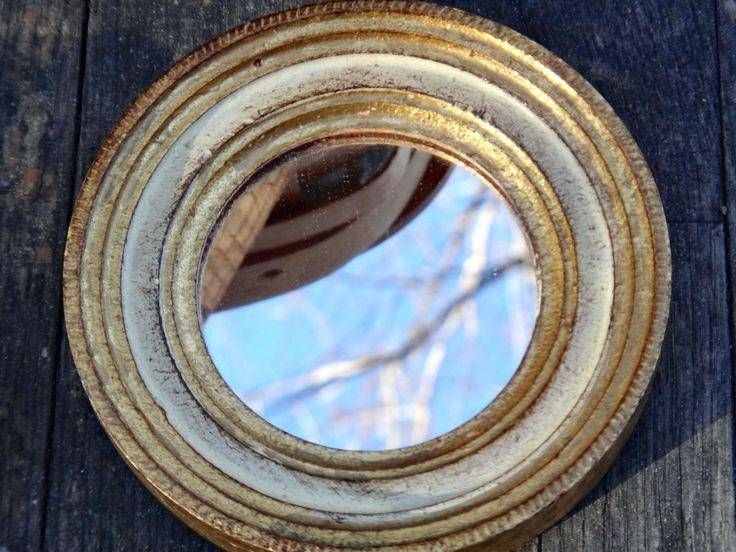 Round Mirror Gold White Small Gb Florence Made In Italy Carved Regarding Blue Round Mirrors (View 26 of 30)