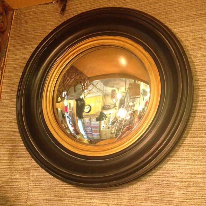 Round Ships Convex Mirror Black And Gold Frame D:40cm Throughout Small Round Convex Mirrors (Photo 14 of 20)