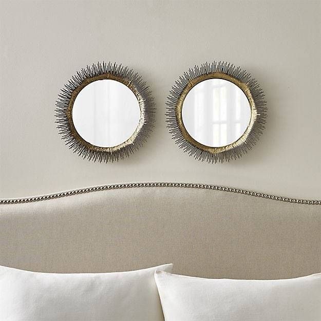 Set Of 2 Clarendon Small Round Brass Wall Mirrors | Crate And Barrel With Regard To Clarendon Mirrors (View 4 of 20)