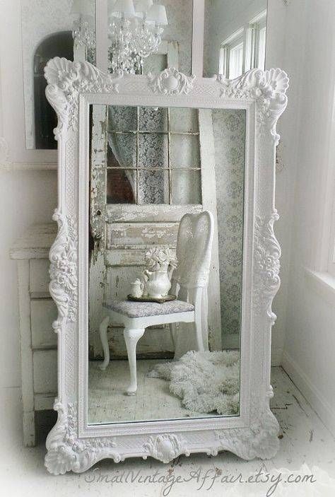 Shabby Chic Living Room In White Pertaining To Large White Shabby Chic Mirrors (View 13 of 15)