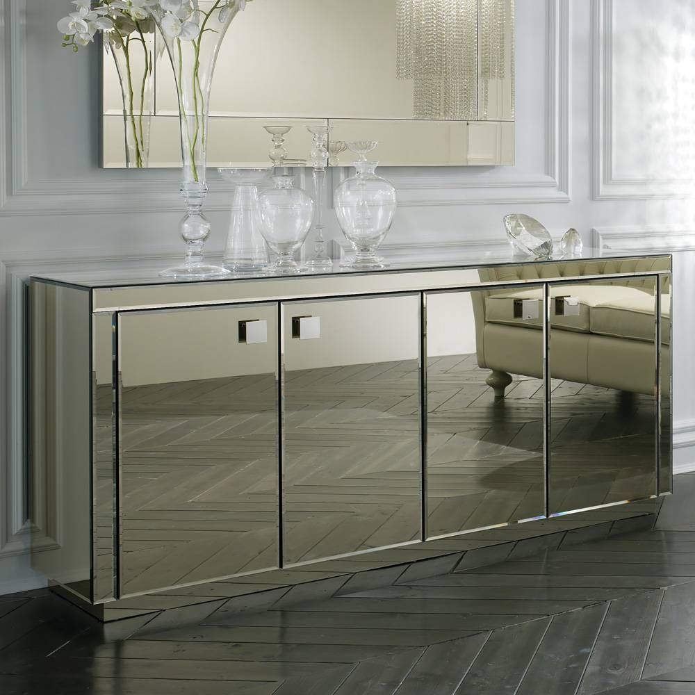 Sideboards. Amazing Mirrored Buffet: Mirrored Buffet Mirrored In Mirrored Sideboard (Photo 12 of 20)
