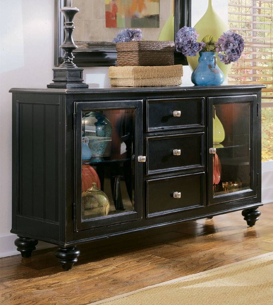 Sideboards. Amusing Black China Hutch And Buffet: Black China Throughout Glass Sideboards For Dining Room (Photo 7 of 20)