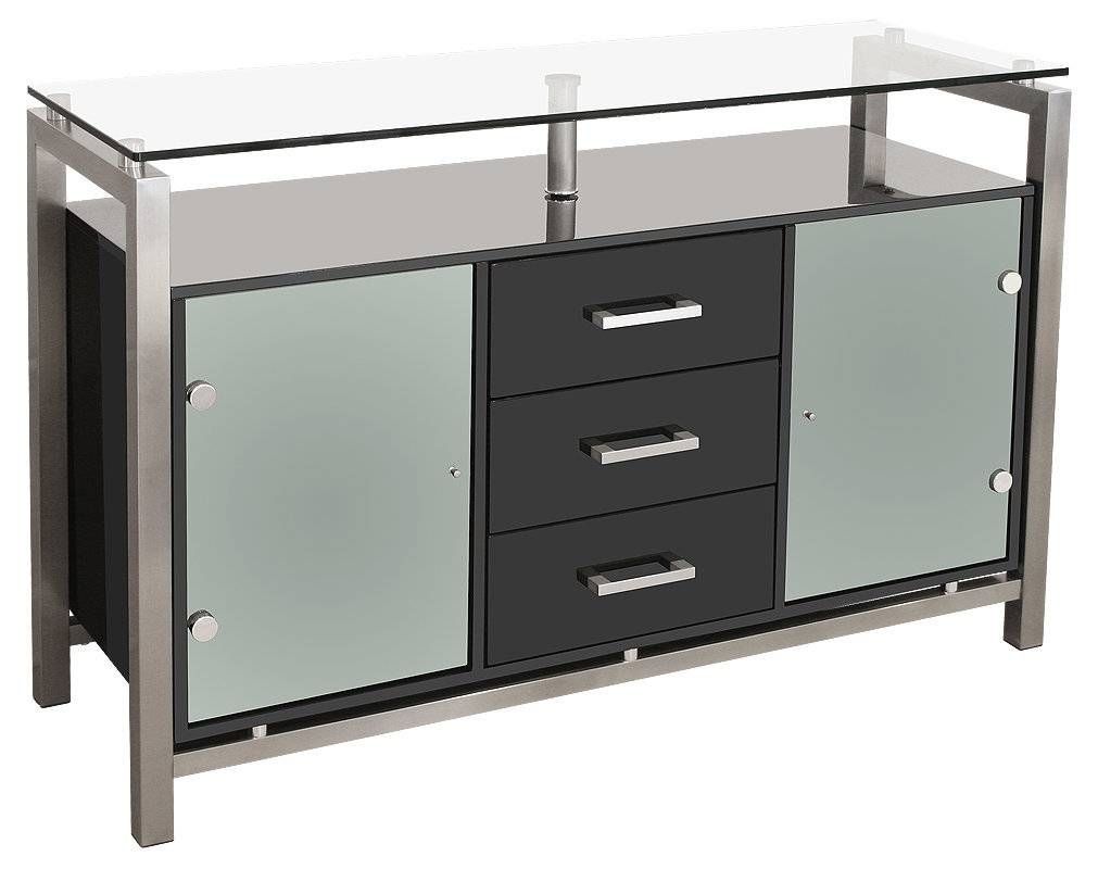 Sideboards. Astonishing Sideboard Cabinet With Glass Doors In Black Gloss Buffet Sideboard (Photo 9 of 20)