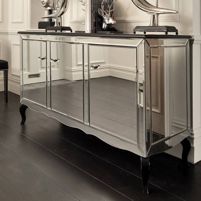 Sideboards. Astonishing Sideboard Cabinet With Glass Doors Intended For Venetian Sideboard Mirrors (Photo 4 of 20)
