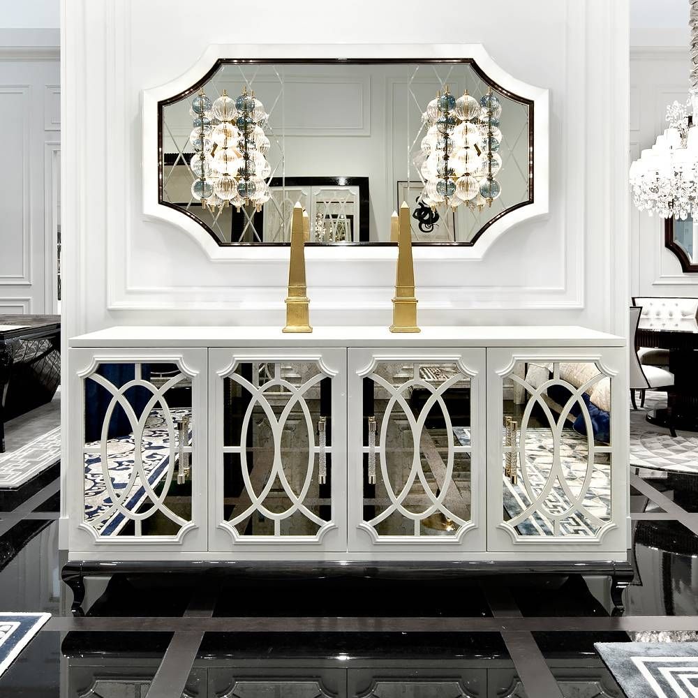 Sideboards. Astounding Mirrored Buffet Cabinet: Mirrored Buffet In Mirrored Sideboard (Photo 9 of 20)