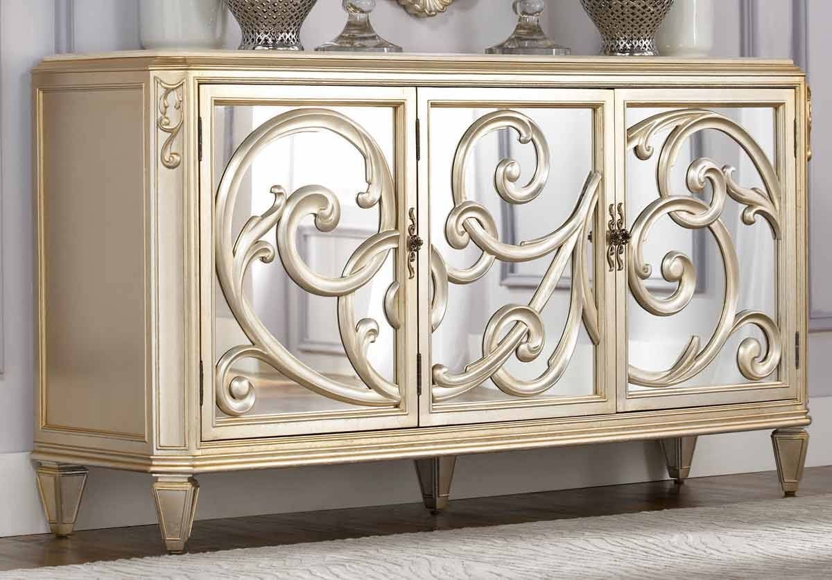 Sideboards. Interesting Mirrored Buffet Server: Mirrored Buffet With Regard To Mirrored Sideboard Furniture (Photo 16 of 20)