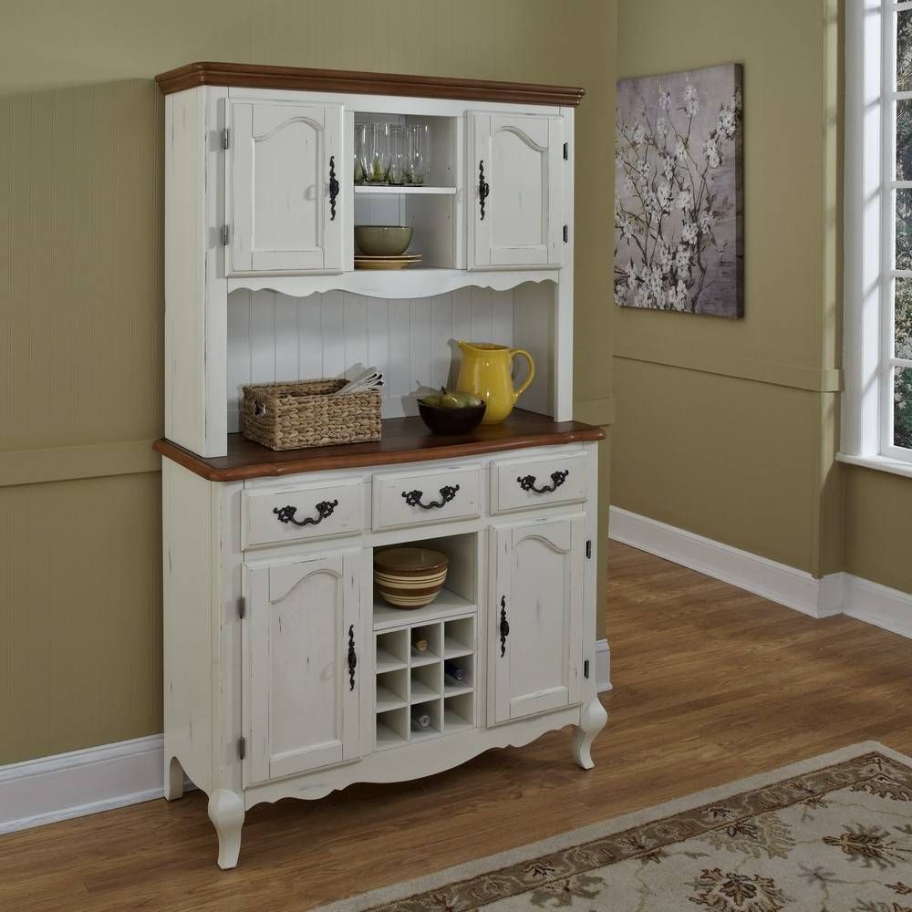 Sideboards. Marvellous Narrow Kitchen Hutch: Narrow Kitchen Hutch With White Distressed Sideboard (Photo 7 of 20)