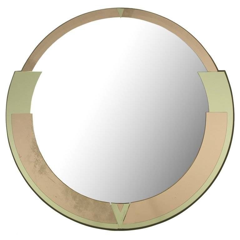Signed David Marshall Round Deco Revival Mirror For Sale At 1stdibs Within Round Art Deco Mirrors (Photo 19 of 30)