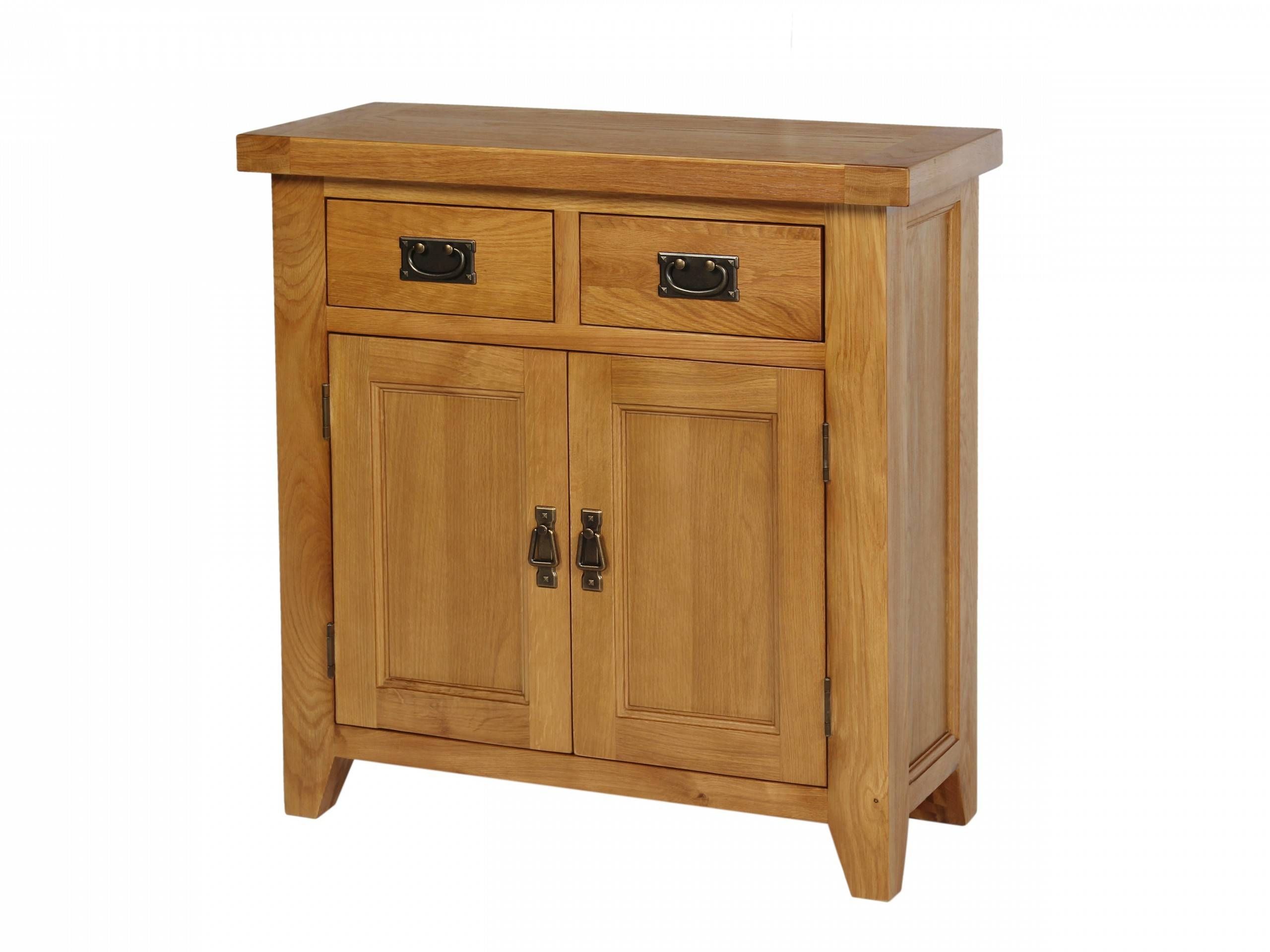Small 80cm Wide Country Oak Petite Sideboard Throughout Narrow Oak Sideboard (View 11 of 20)