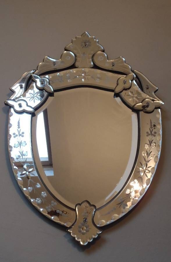 Small Shield Shaped Antique Venetian Style Mirror In From On The With Small Venetian Mirrors (Photo 2 of 20)
