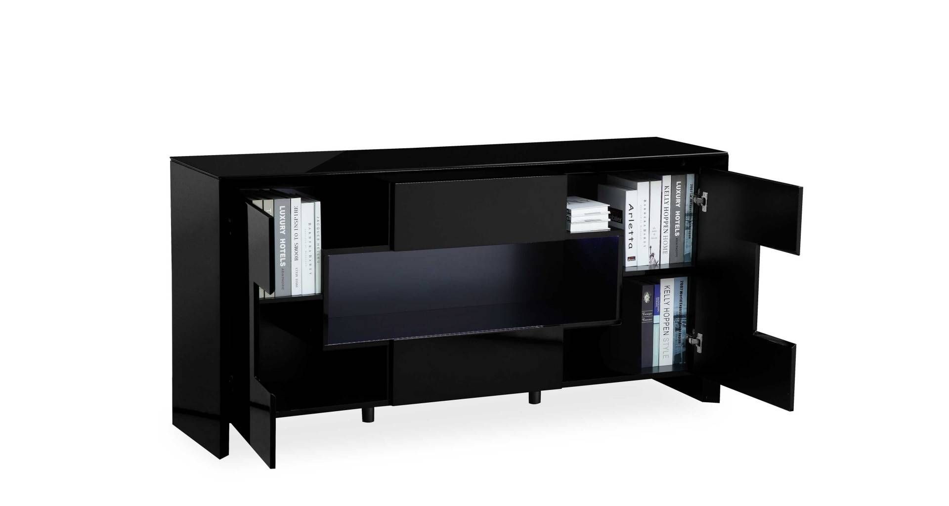 Soho – L.e.d. Display Sideboard – Black High Gloss Within Sideboard Black Gloss (Photo 18 of 20)