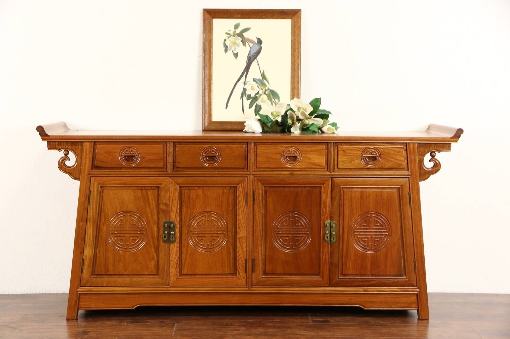 Sold – Asian Vintage Hand Carved Rosewood Sideboard Server Or Intended For Asian Sideboards (View 20 of 20)