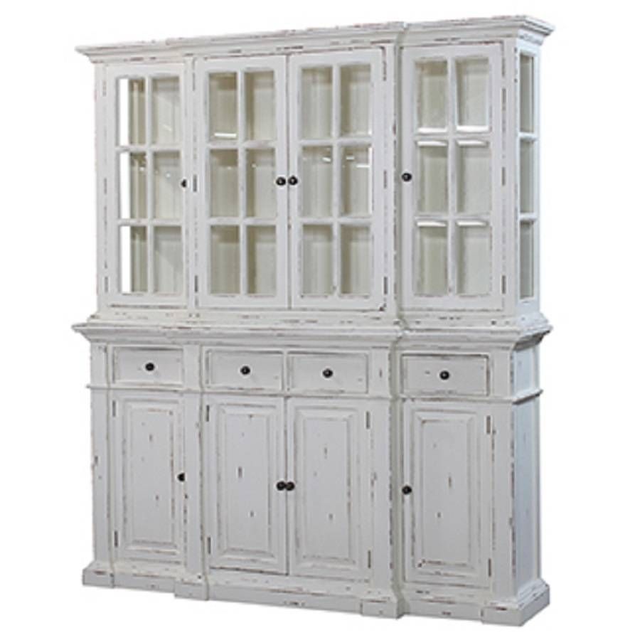 Stepped Front Buffet With Hutch White Distressed : , Storeroom On Main For White Distressed Sideboard (Photo 3 of 20)