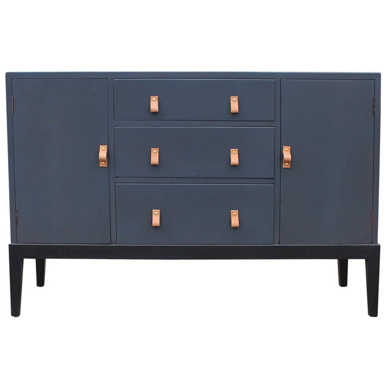 Superb Grey Sideboard Or Buffet With Leather Handles At 1stdibs Regarding Grey Sideboard (Photo 14 of 20)