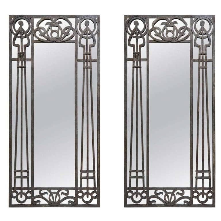 Tall Pair Of Iron Art Nouveau Mirrors, France, 1910s At 1stdibs For Art Nouveau Mirrors (Photo 8 of 20)
