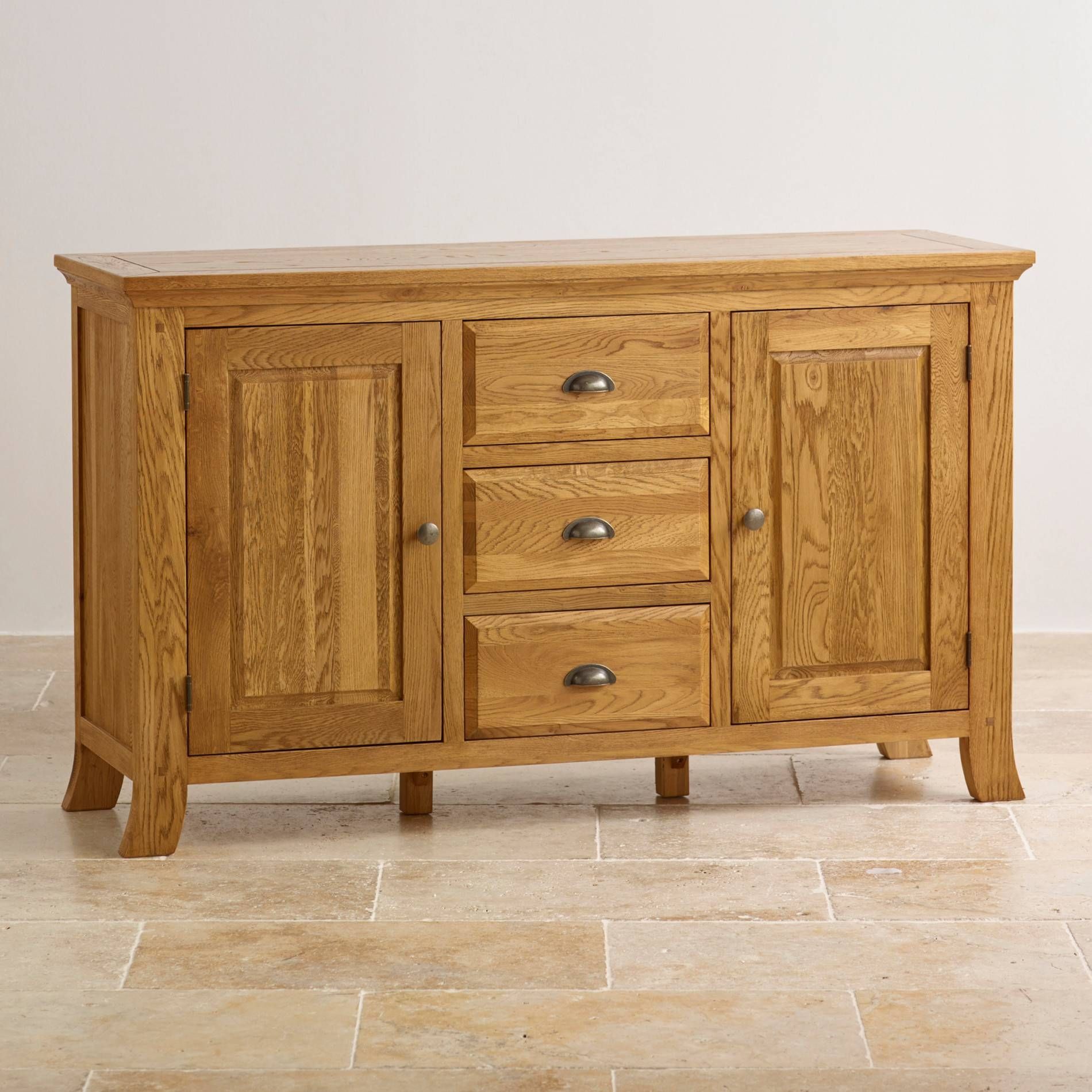 Taunton Large Sideboard In Rustic Solid Oak | Oak Furniture Land With Regard To Sideboards Oak (View 5 of 20)