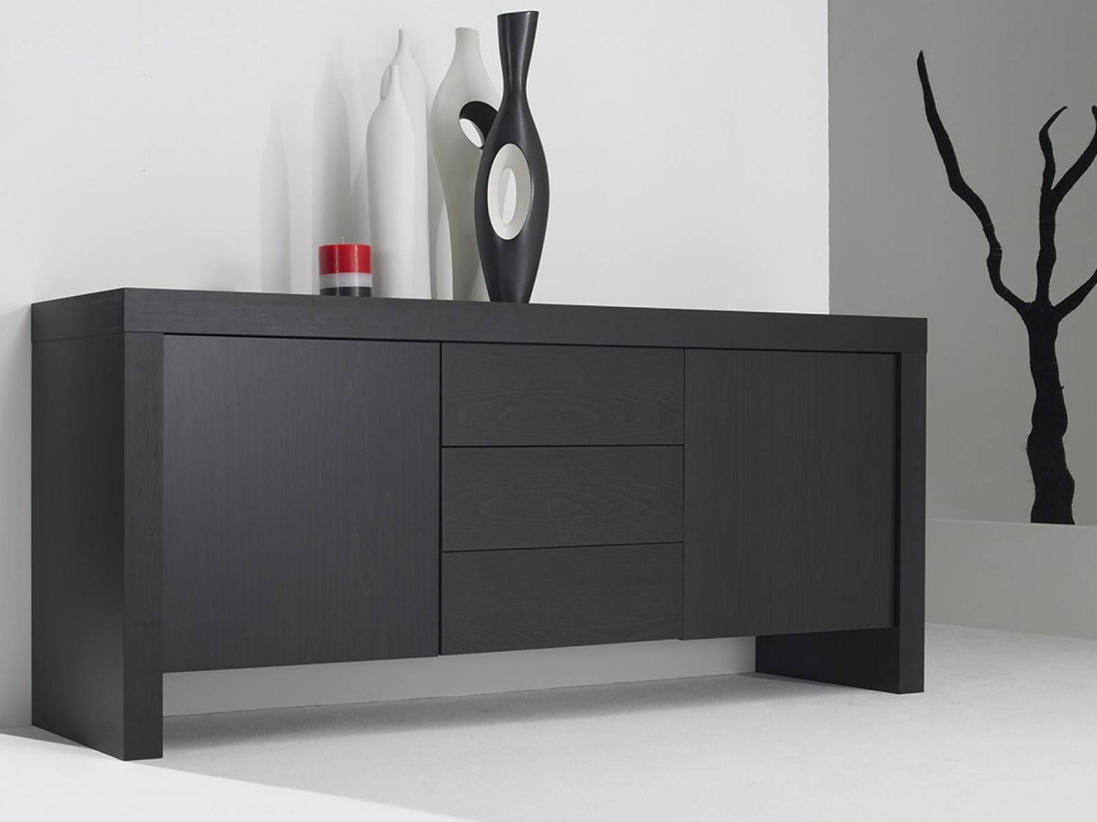 Tremendous Modern Dark Grey Sideboard Design With Two Cabinet For Dark Sideboards (View 11 of 20)