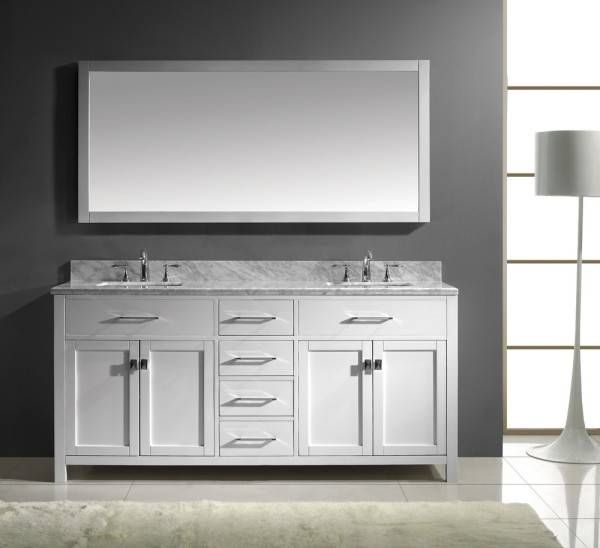 Trendy Double Sink Bathroom Vanity Using Rectangular Undermount Pertaining To Chrome Framed Mirrors (View 26 of 30)