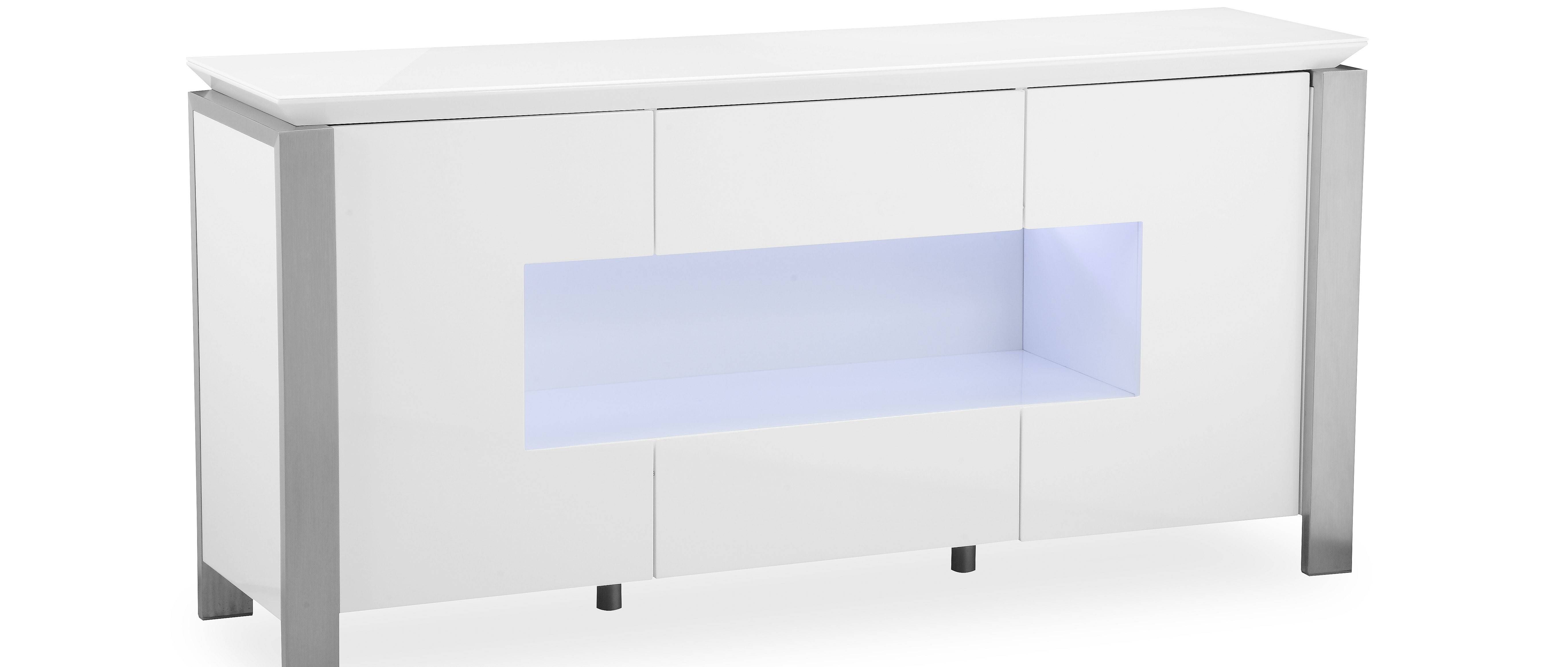 Tribeca – L.e.d. Display Sideboard – White High Gloss Pertaining To High Gloss Sideboards (Photo 8 of 20)