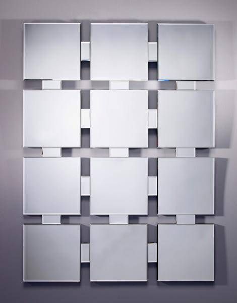 Twelve 12 Panel Multi Square Flat Frameless Bevelled Mirror Throughout Square Frameless Mirrors (Photo 12 of 30)