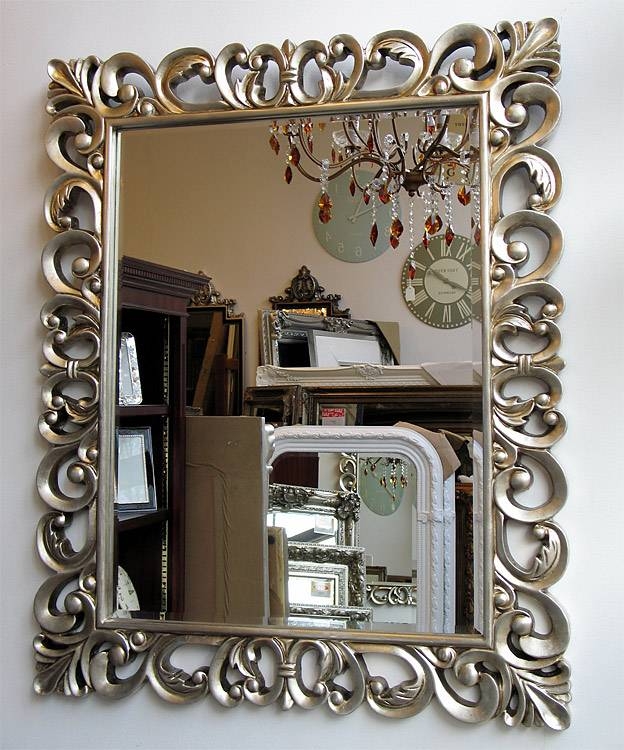 Typical English Decorations  Silver Baroque Rococo Framed Mirror Within Silver Baroque Mirrors (Photo 1 of 30)