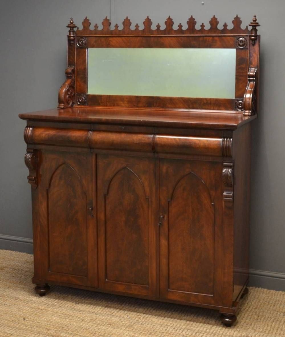 Unusual William Iv Castellated Flamed Mahogany Antique Chiffonier For Unusual Sideboards (View 16 of 20)