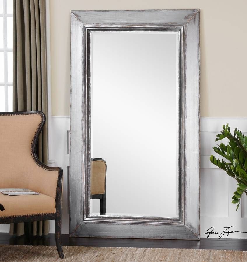 Uttermost (13880) Lucanus Oversized Silver Mirror Pertaining To Distressed Silver Mirrors (View 8 of 20)