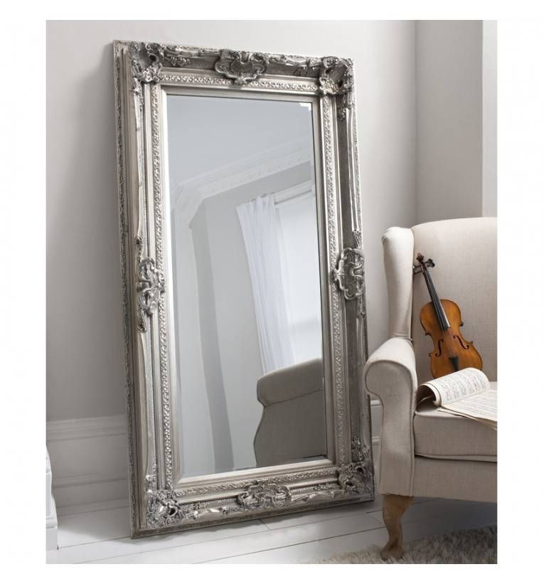 Valois French Ornate Silver Leaner Wall Mirror Throughout Ornate Leaner Mirrors (View 2 of 30)