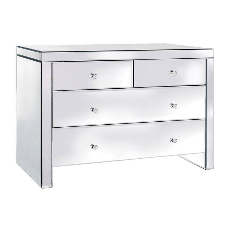 Venetian Contemporary Mirrored 2 Over 2 Drawer Chest | Venetian With Regard To Venetian Mirrored Chest Of Drawers (Photo 1 of 20)