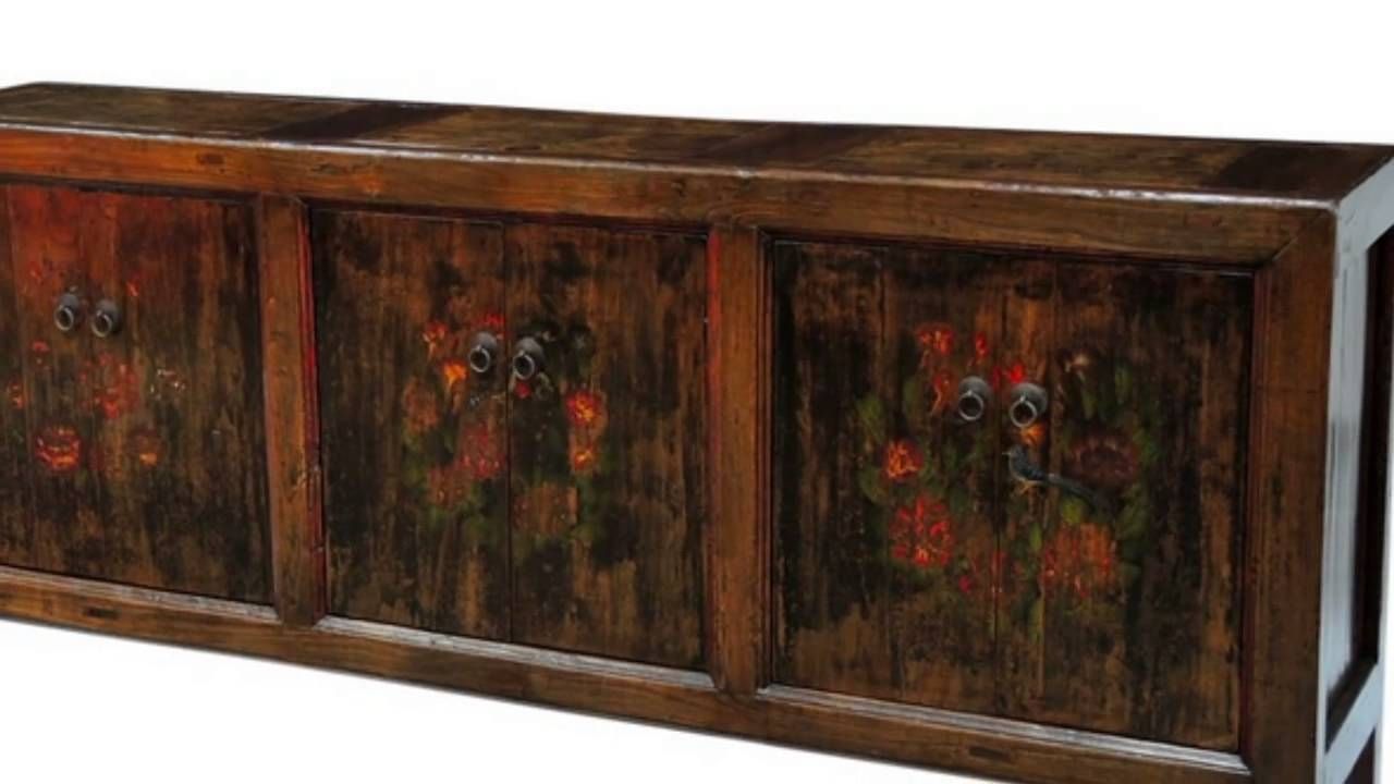 Vintage Asian Hand Carved, Painted, Wooden Sideboards – Youtube Pertaining To Asian Sideboards (View 3 of 20)