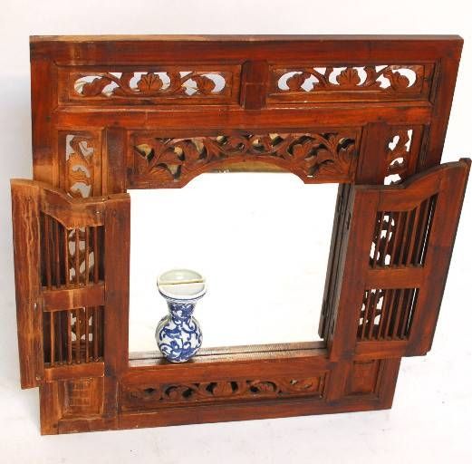 Vintage Balinese Style Teak Window Mirror Intended For Window Mirrors (View 27 of 30)