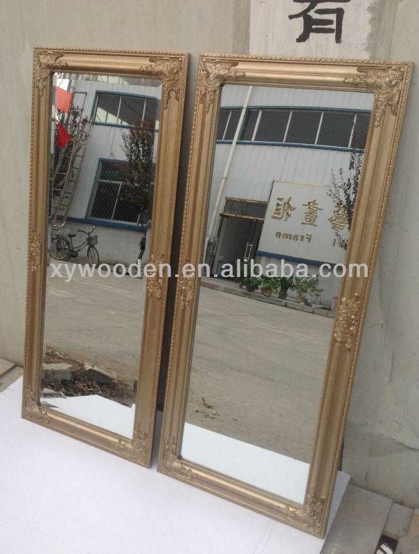 Wall Mirror With Champagne Color Antique Style Wood Frame Grace Intended For Champagne Wall Mirrors (View 13 of 20)