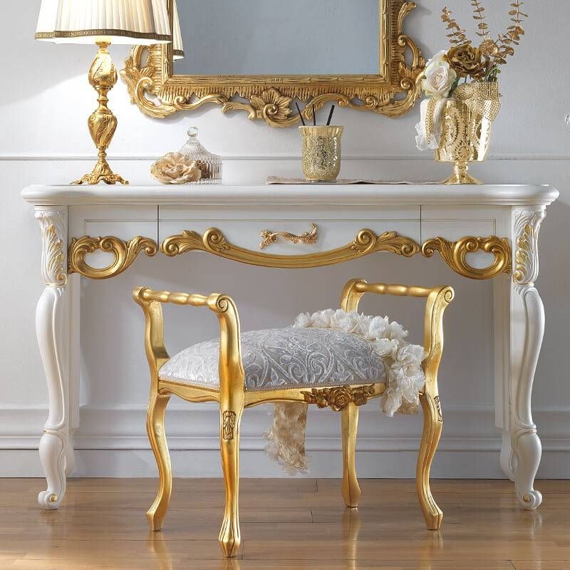 White And Gold Vanity Table. Petaluma White Vanity Set View Full Regarding Gold Dressing Table Mirrors (Photo 5 of 30)