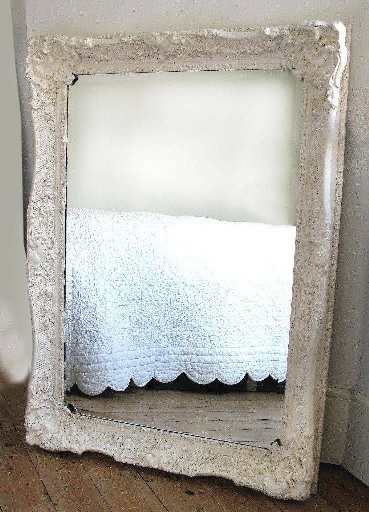 White Antique Mirror French Style Brocante 'shabby Chic' Wooden Pertaining To Large White Antique Mirrors (View 14 of 30)