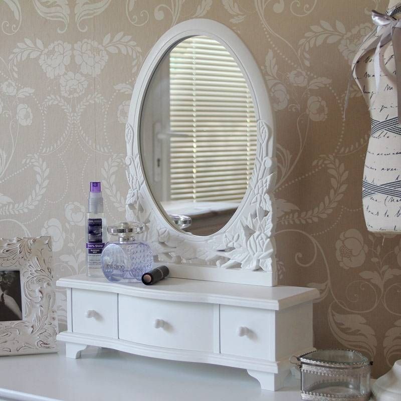 White Dressing Table Mirror With Drawers – Melody Maison® With Regard To Ornate Dressing Table Mirrors (Photo 8 of 20)