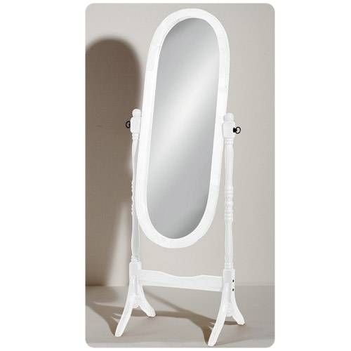 White Wooden Free Standing Full Length Cheval Mirror At Victorian Intended For Oval Freestanding Mirrors (View 10 of 20)