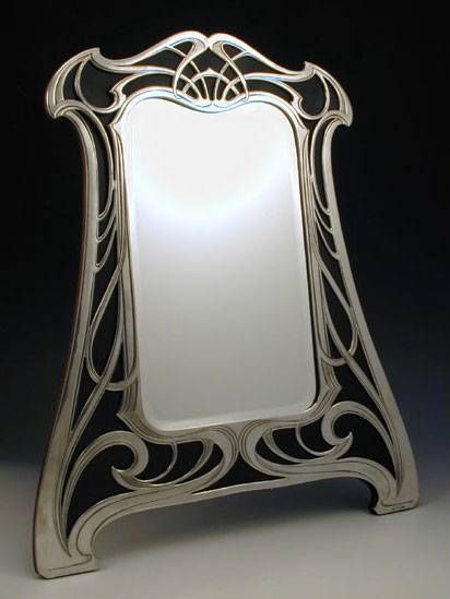 Wmf Art Nouveau Mirror Pewter On Wood Pertaining To Art Nouveau Mirrors (View 11 of 20)