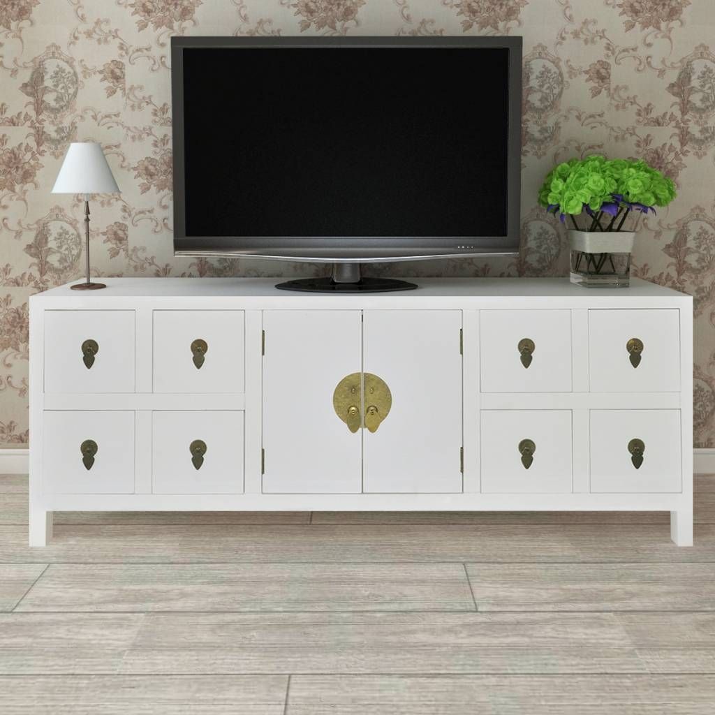 Wooden Asian Sideboard Tv Cabinet 8 Drawers And 2 Doors | Vidaxl With Tv Sideboard (View 5 of 20)