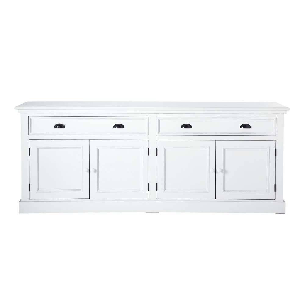 Wooden Sideboard In White W 200cm Newport | Maisons Du Monde Throughout White Wooden Sideboards (Photo 4 of 20)