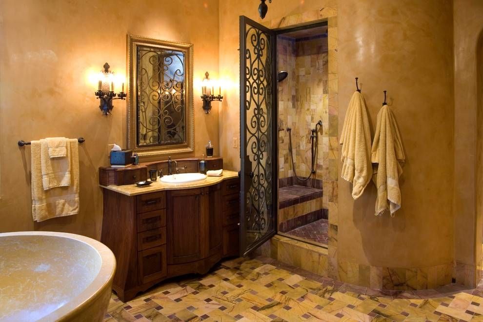 Wrought Iron Bathroom Vanity Bathroom Mediterranean With Arch Inside Wrought Iron Bathroom Mirrors (Photo 14 of 30)