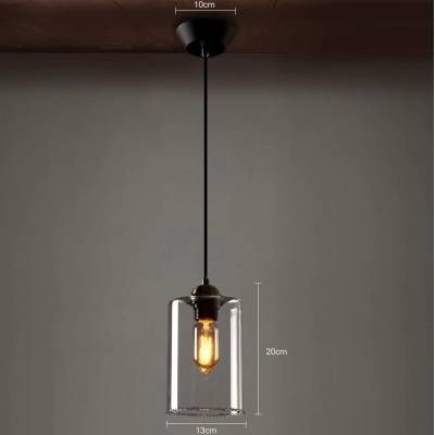 1 Light Mini Pendant Light With Cylindrical Shade In Clear Glass Pertaining To Clear Glass Shades For Pendant Lights (View 10 of 15)