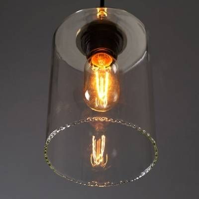 1 Light Mini Pendant Light With Cylindrical Shade In Clear Glass With Clear Glass Shades For Pendant Lights (View 15 of 15)