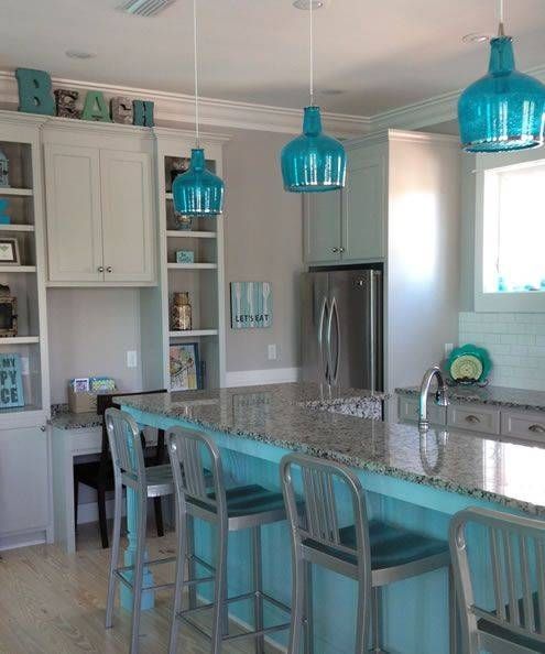 Featured Photo of 15 Inspirations Blue Pendant Lights for Kitchen