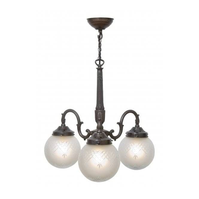 3 Arm Victorian Or Edwardian Ceiling Pendant Light With Globe Shades With Edwardian Pendant Lights (View 13 of 15)