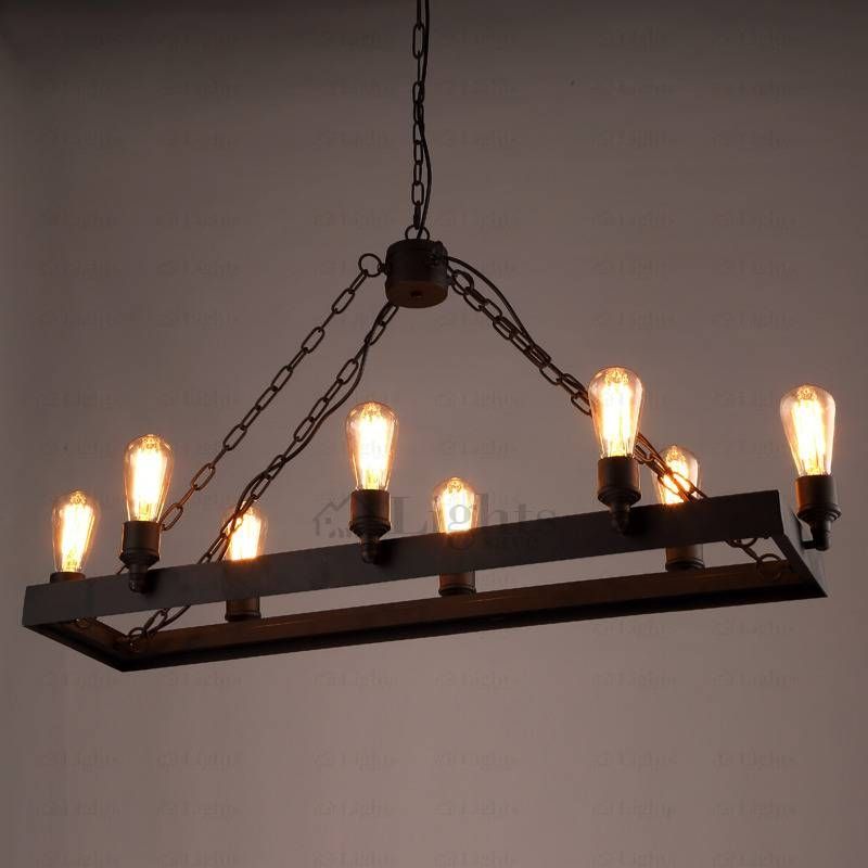 8 Light Wrought Iron Industrial Style Lighting Fixtures With Wrought Iron Lights Fixtures For Kitchens (Photo 1 of 15)