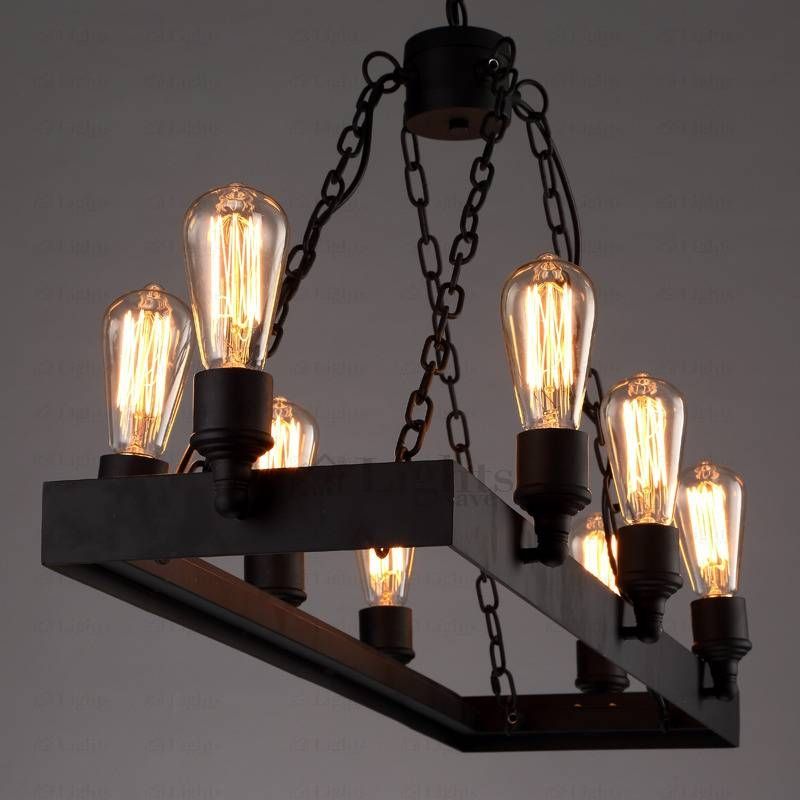 8 Light Wrought Iron Industrial Style Lighting Fixtures Within Wrought Iron Kitchen Lights Fixtures (View 14 of 15)