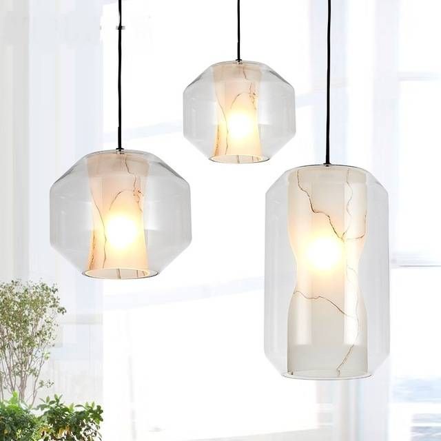 Aliexpress : Buy French Designer Imitation Marble Glass In French Style Glass Pendant Lights (View 2 of 15)